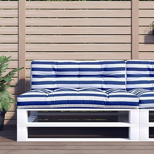 ShGaxin Kissen für Palettensofa, Palettenkissen, Palettenpolster, Palettenmöbel, Paletten Polster, Sitzauflagen Für Loungemöbel, Paletten Sitzkissen Blau Weiß Gestreift 120x40x12 cm Stoff