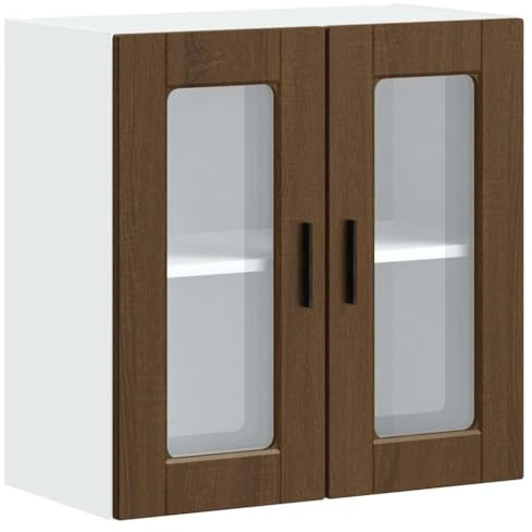 vidaXL Küchen-Hängeschrank mit Glastür Porto Braun Eichen-Optik