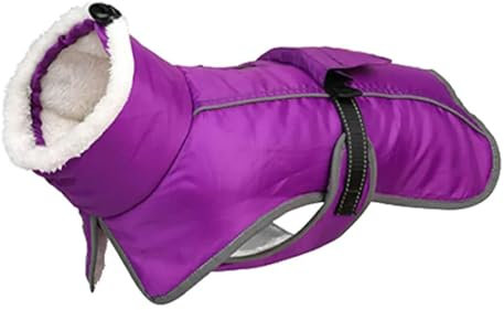 CMZYBBD Hundemantel Hundejacke Warme Hundekleidung Wintermantel Französisch Bulldogge Reflektierende Hund Kaltes Wetter Schichten Haustier Schneejacke-lila-s