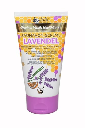 HAF® Vitalis Crème de miel pour sauna Lavande | Tube de 150 g | Accessoire sauna | Crème apaisante et relaxante pour sauna | 100 % naturelle sans additifs ni conservateurs | Qualité : fabriquée en