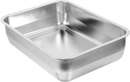 GRIRIW Stainless Steel Roasting Pan Steel Pan for Baking Large Serving Tray for Seafood Serving Tray for Roasting