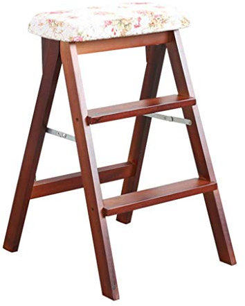 Scaletta Pieghevole Scaletta Telesladder Sgabello Pieghevole Portatile per Adulti Sgabello Scaletta in Legno Massello Scaletta Multifunzione Pieghevole da Cucina Biblioteca Ufficio Mini Scaletta a 3