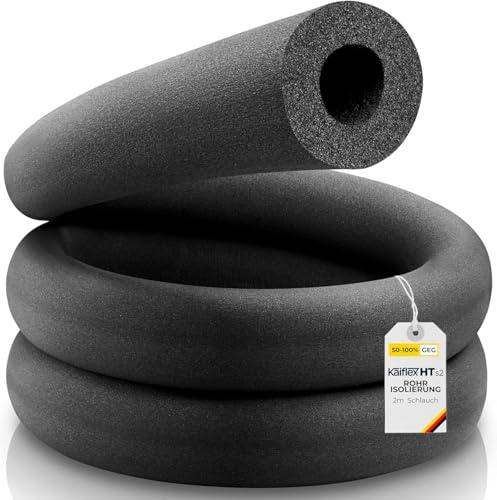Rohrisolierung Kautschuk | 2m Schlauch für Rohrdurchmesser von 15mm bis 89mm und Dämmdicke von 12,3mm bis 53mm Kaimann Kaiflex HT s2 | 50% - 100% GEG (28mm x 18,5mm | 2m | 50% GEG)