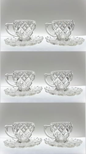 Generico Susanna Home Set 6 Tazzine Caffè in Vetro Trasparnte con Piattino, Lavorazione Elegante, Lavabile in Lavastoviglie, Super Resistenti, Certificate.