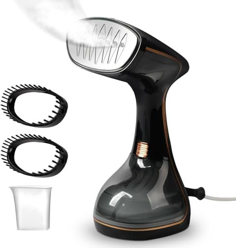OKYUK Ångkokare med ångstrykjärn, 1 800 W, bärbar klädångare, konstant klädångare, 320 ml ångstrykjärn med 2 ångborstar, för hem, kontor, resor, ångstrykjärn