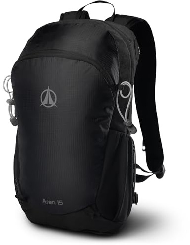 Terra Peak® Zaino da Trekking 15 litri uomo donna nero (AREN 15 PICCOLO) - Zaino da escursionismo, viaggio sportivo e montagna da esterno ergonomico e impermeabile Hiking e escursioni, traspirante