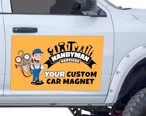 5 cartelli magnetici fustellati per auto, logo personalizzato per auto, furgone, camion, pubblicizza il tuo veicolo aziendale magnetico, scegli il tuo logo di testo (10 x 30 cm)