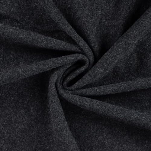 Wollfleece Meterware meliert - Merino Wolle Fleecestoff, Wollstoff, Mantelstoff, Wollpullover nähen, weiche Wolle Fleece Stoff *Ab 50cm, Farbe: 680 dunkelgrau