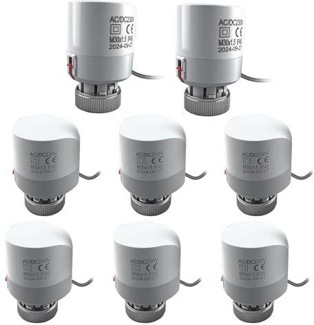 Attuatore per riscaldamento a pavimento, M30 x 1,5 NC, valvola di riscaldamento a pavimento, attuatore termico elettrico, attuatore termico 230 V, impermeabile, IP45, attuatori termoelettrici per