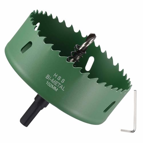 DTGN 4 Bi-Metal Hole Saw 102mm M42 HSS Hole Cutter for Metal Green | Cutting Tool Good for Thick Stainless Steel/Alloy/Aluminium/Brass/Copper