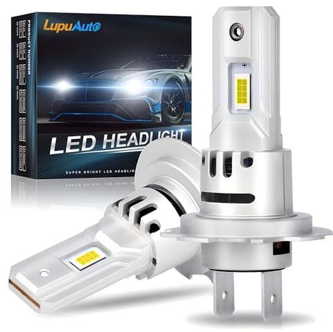 lupuauto Ampoules H7 LED 80W 20000LM 6000K Blanc 12000RPM Cooling Fan 2 PCS | 1:1 Remplace Lampes Halogènes et Xénon pour Feux de Croisement/Route et Antibrouillard Voiture, 50000HRS Durée De Vie