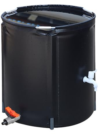 TRAGLO Barriles de lluvia plegables de PVC para recolectar agua de lluvia, tanque portátil de almacenamiento de agua con grifo, contenedor para jardín, exterior y césped, color negro(580L)
