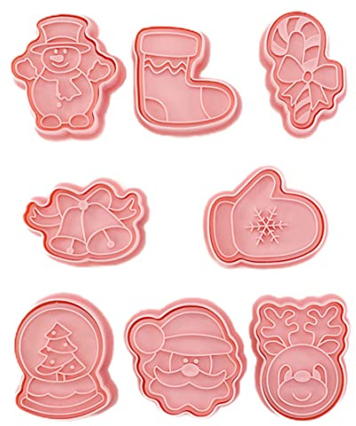 Biscotto di Natale 3D, 8 pezzi/set Stampo per biscotti di Natale con elementi natalizi per pasta, pasticceria, ciambella, decorazione per torta fondente