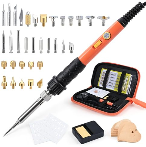 Lötkolben Set, 60W Soldering iron kit, 220-480°C Temperatur Einstellbar (Orange)