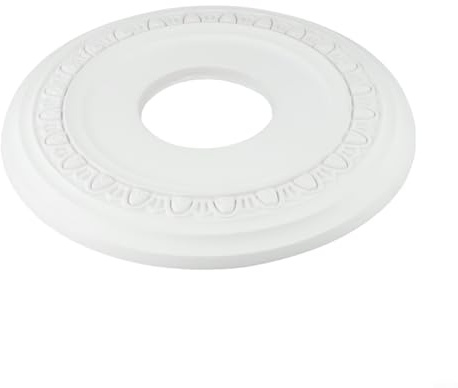 Medallón de techo, placa decorativa de cubierta de luz de techo de poliuretano para ventilador y candelabro, roseta redonda blanca de 30 cm con exquisita artesanía para mejoras del hogar