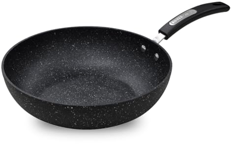 Scoville NEVERSTICK 28cm Wok Pan, Non Stick Wok for Stir-Frying, Suitable for All Hobs Including Induction, Perfect for Rice & Noodle Dishes, Deep Stir-Fry Pan, PFOA Free, Aluminium, Black