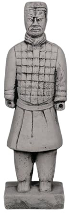 gartendekoparadies.de Statue chinesischer Terrakotta-Krieger-Motiv V, Steinfigur, H. 36 cm, 3 kg, Grau, frostsicher aus Steinguss für Außenbereich