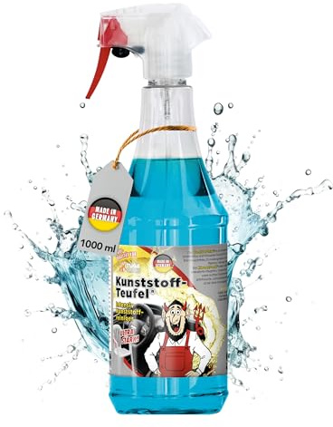 TUGA Chemie Kunststoff-Teufel Kunststoffreiniger für Kfz, 1L Sprühflasche | Entfernt Schmutz, Öl, Fett in Profiqualität vom Auto Boot Werkstatt, Made in Germany