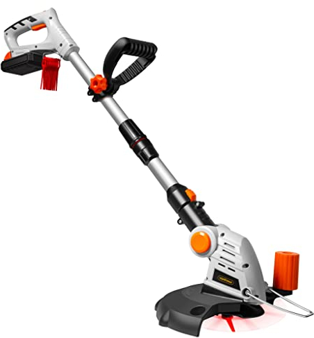 VonHaus Cordless Grass Trimmer – Electric Lawn Trimmer/Edger for Flower Beds & Lawns – 20V Battery, Extendable Telescopic Handle, 12x Blades, Rotating/Swivel Head, Flower Guard – 2 Year Warranty