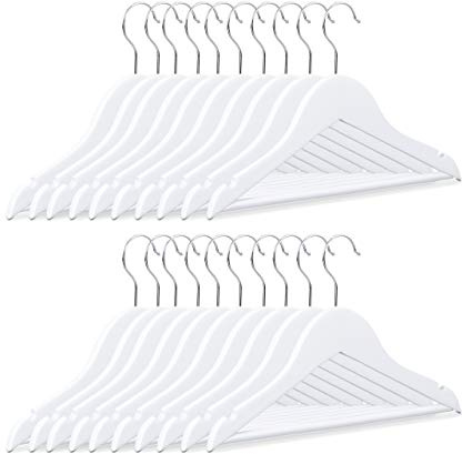 Relaxdays Pack de Perchas Infantiles, Madera, Blanco, 18 x 30,5 x 0,5 cm, 40 Unidades