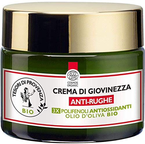 Tesori di Provenza Crema Viso Anti-rughe Giorno BIO, Crema di Giovinezza, Con Olio d'Oliva Biologico, Ricco in Polifenoli Antiossidanti, 50 ml
