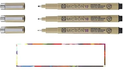 PIGMA MICRON Sakura Pigment Fineliner, 08.10.12, Schwarz, 3 Stück