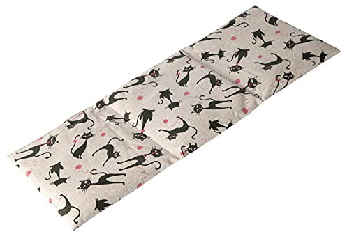 GIRAFFENLAND Kirschkernkissen 20x50cm groß 3-Kammer - Wärmekissen, Körnerkissen - Kissen - Katze-Mimi, 50 x 20 cm, Kirschkerne