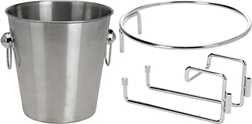 3pc Set Champagne Cooler with Holder | Champagne Bucket with Stainless Steel Chiller Holder