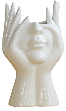 QSDGFH Gesichtsförmiger Blumentopf, Keramik-Statue, Blumenvase für Innen- und Außenbereich, dekorative Pflanzentöpfe für Sukkulenten