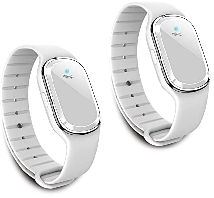 Wskvlcg Ultrasonic Mosquito Repellent Bracelet Watch, USB Rechargeable Anti Mosquito Repeller Wristband Suitable for Adults and Kids - Mosquito Insect Repellent Band (2 Pack, White) (M1)
