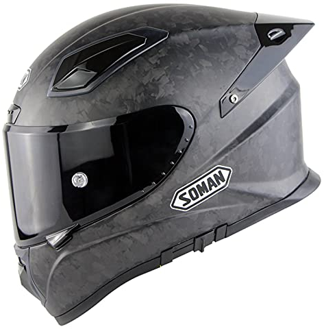 Motorrad Integralhelm Kohlefaser Helm Für Erwachsene Herren Damen Racing Crash Helm Mit Bluetooth Headset Slot Motocross Motorradhelme DOT/ECE Approved Doppel-Sonnenblende,11,M