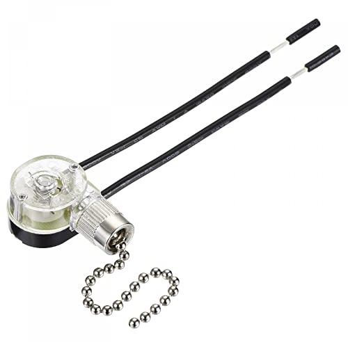 sourcing map Pull Chain Switch On-Off Speed Replacement ZE-109 for Ceiling Fan Lamp Light Clear Silver Pack of 3