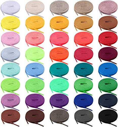 BQTQ 40 Paar Schnürsenkel Flach Bunt Schnürsenkel für Turnschuhe Skateschuhe Sportschuhe Stiefel, 40 Farben (90cm)