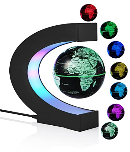 Magnetische Schwebekugel, mehrfarbig wechselnde LED-Schwebekugel, schwimmende rotierende Weltkarte, dekorative Lampe, coole Geschenke, Nachtlicht für Büro, Zuhause, Schreibtischdekoration