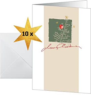 Sigel Weihnachtskarten Christmas with Apples A6 10 Stück | DS073, Mit Umschlägen aus nachhaltigem Papier, optimal für Weihnachtsgrüße