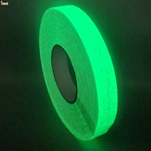 BricoLoco.com Cinta antideslizante fotoluminiscente. Adhesiva. Verde. Fluorescente en la oscuridad. Banda antiresbalante antideslizante. Escaleras, suelos, escalones. (2 mts. x 25 mm.)