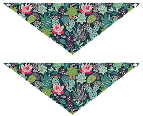 2 Stück Hundehalstücher Haustier Bandana Schal Druckknopf Dreieck Lätzchen Halstuch Set Haustier Urlaub Zubehör Dekor für kleine bis große Welpen Hunde Katzen kleine Sukkulenten Kakteen