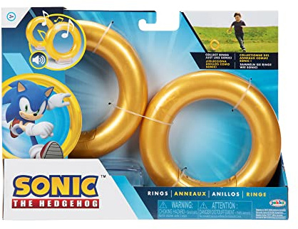 JAKKS Pacific Sonic The Hedgehog Rings 2-Pack Motion Activated Sounds from Sonic Video Game, Role Play Sonic Rings Games for Kids