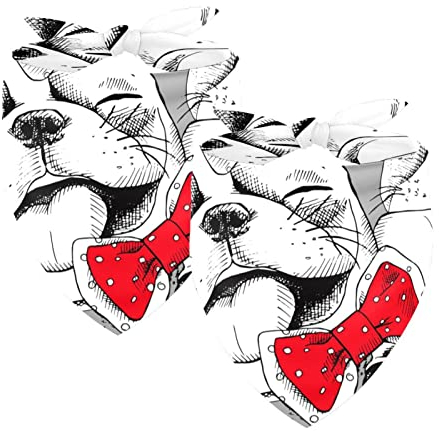 Hundehalstuch, Hundehalstuch, waschbar, Zubehör für kleine, mittelgroße und große Hunde, Welpen, Katzen, französische Bulldogge, Schleifenmuster, 2 Stück