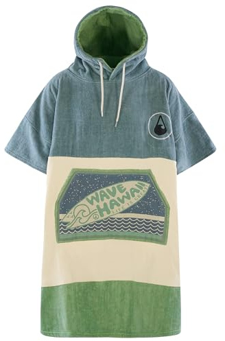 WAVE HAWAII Bade-Poncho Damen & Herren Curitiba, Größe L, 170-200cm, 100% Baumwolle Surf Poncho Erwachsene, Frottee Handtuch mit hoher Wasserabsorption, Umziehhilfe Strand Erwachsene