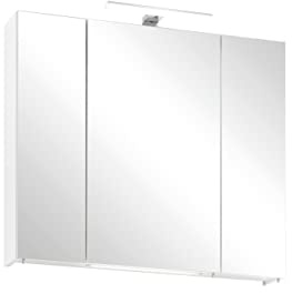 Schildmeyer Spiegelschrank 153391 Pandora, 80.0 x 16.0 x 74.4 cm, weiß Glanz, LED Beleuchtung