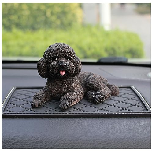 Otzoan Pudel Gartenfigur aus Harz Tier Statue Gartendeko Hund Dekoration (Schwarz)