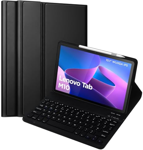 Clavier pour Lenovo Tab M10 3ème génération 10,1 2022 (TB-328FU/TB-328XU) | Étui robuste résistant aux chocs avec clavier Bluetooth amovible sans fil, étui de protection pour tablette Lenovo M10 3ème