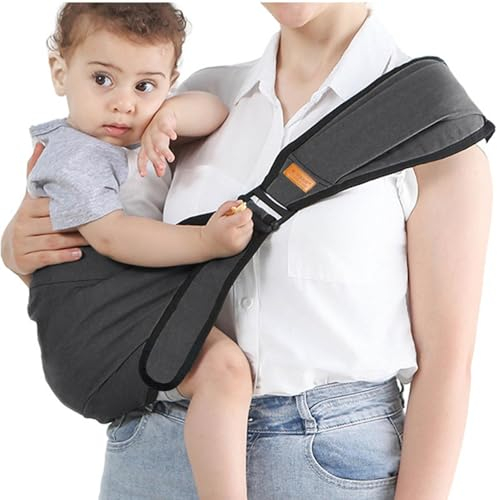 Ergonomische Kindertrage für Neugeborene,Babytrage Seitlich Tragetuch,Verstellbare Babyträger für Kleinkinder, One-Shoulder Effortless bis 18KG