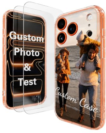 Cliffora Handyhülle personalisiert mit Foto für iPhone 17 16 15 14 13 Pro Max Plus, Personalisierte Handyhülle Durchsichtig TPU mit 2 Stück Schutzfolie, Individuelle Hülle Selbst Gestalten Geschenk