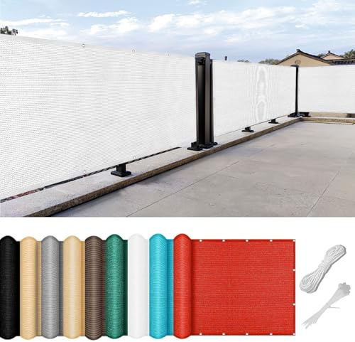 Balkon Sichtschutz Ohne Bohren 75 x 625 cm Windschutz Sonnenschutz Balkonsichtschutz Sichtschutz mit Ösen Kabelbinder Und Kordel für Balkongeländer, Terrasse Garten, Weiß