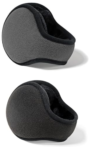 MOAZIFI 2 Stück Winter Ohrenwärmer Herren, Ohrenwärmer Damen, Ohrenschützer Wind, Verstellbar Ohrwärmer, Für Herren Damen Stricken Ohrenschützer Ear Warmers Earmuffs Für Outdoor(Grau, Schwarz)