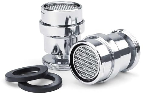 HJIAMA 2 Stück Wassersparer für Wasserhahn, Edelstahl Strahlregler, Galvanikverfahren, 360° Optionale Rotationseinstellung, mit Dichtungsring, Wasserhahn Sieb, für Küchen, bad, Waschtischarmaturen
