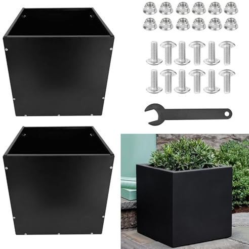 DEVALLEY Metal Planter Box 26x26x26,Heavy DutyTall Planter Modern Detached for Indoor & Outdoor Planters Cube,Square Flower Plant Pot for Commercial Residential for Patio Deck & Backyard