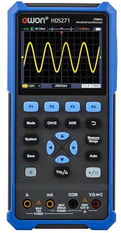 HDS271 OWON Oscilloscopio Multimetro, larghezza di banda 70 MHz, Oscilloscopio digitale, misuratore multimetro 3 in 1 con generatore di segnale 100 kHz